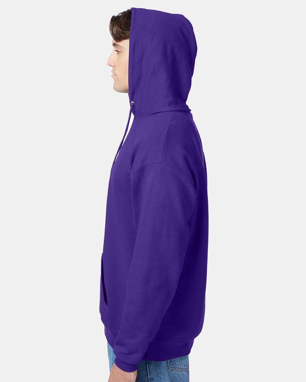 Unisex Ecosmart® Hooded Sweatshirt - OnModelSide - B22000673 - Purple