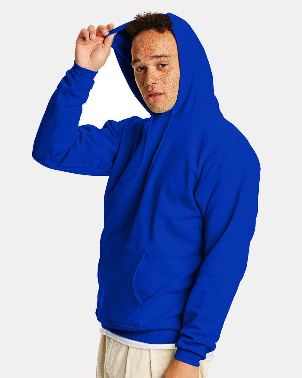 Unisex Ecosmart® Hooded Sweatshirt - OnModelSide - B22000753 - Athletic Royal