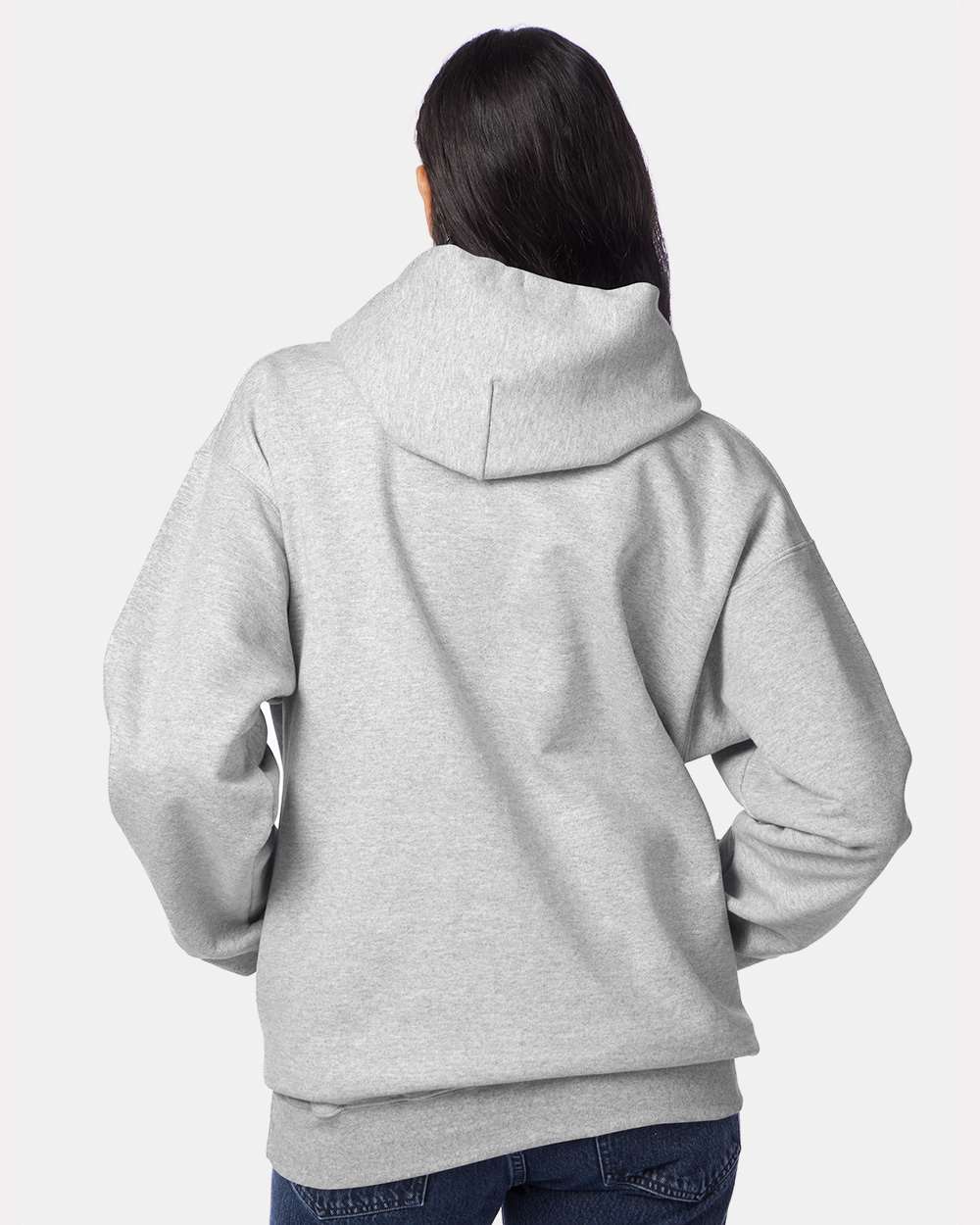 Unisex Ultimate Cotton® Hooded Sweatshirt - OnModelBack - B22200583 - Light Steel