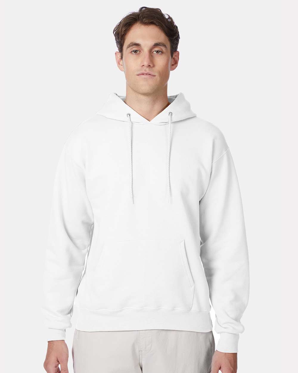 Unisex Ultimate Cotton® Hooded Sweatshirt - OnModelFront - B22200003 - White