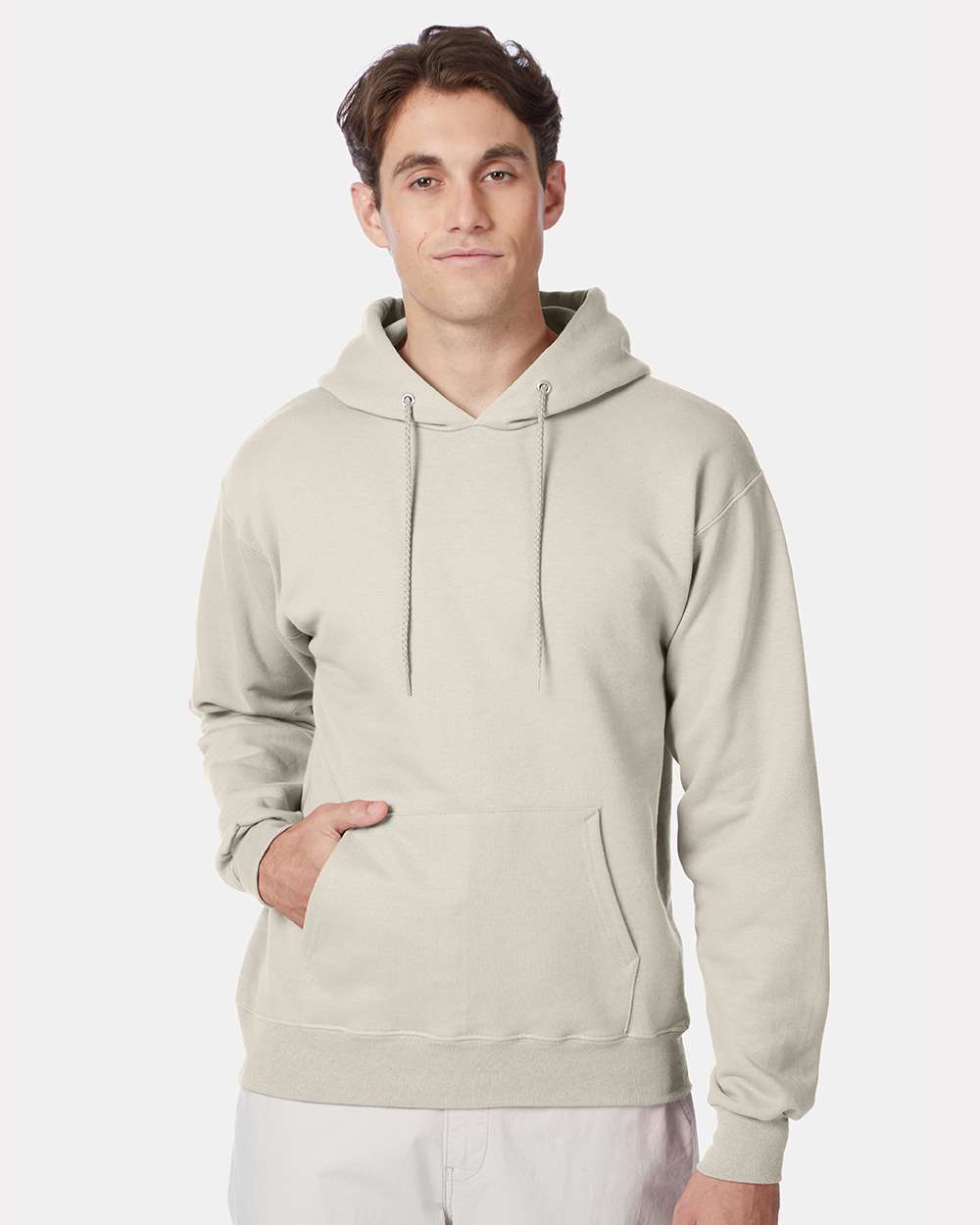 Unisex Ultimate Cotton® Hooded Sweatshirt - OnModelFront - B22200243 - Natural