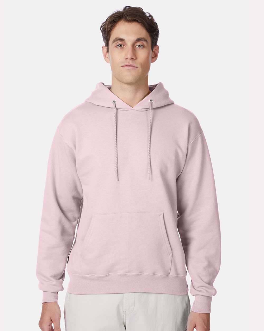 Unisex Ultimate Cotton® Hooded Sweatshirt - OnModelFront - B22200313 - Pale Pink