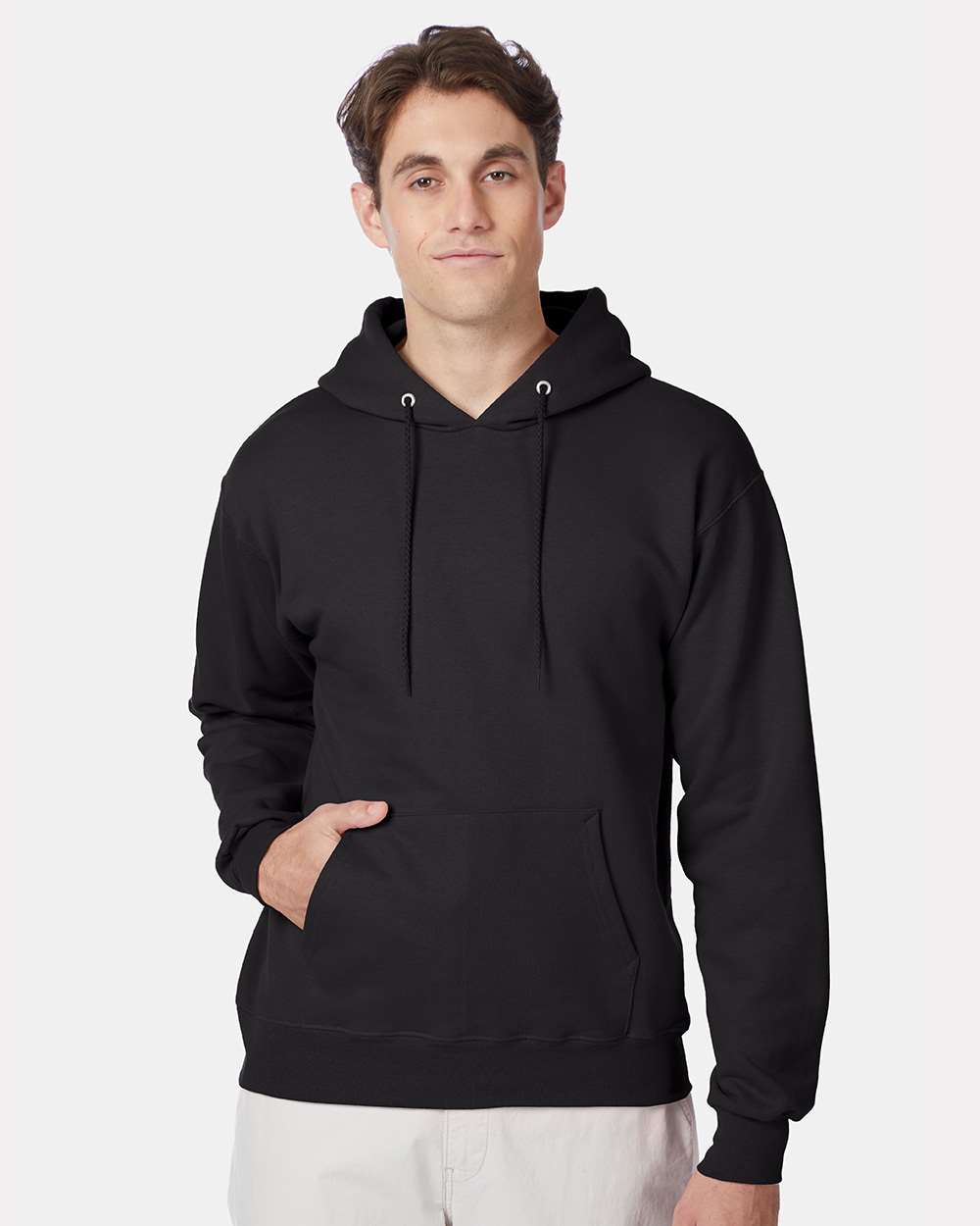 Unisex Ultimate Cotton® Hooded Sweatshirt - OnModelFront - B22200503 - Black