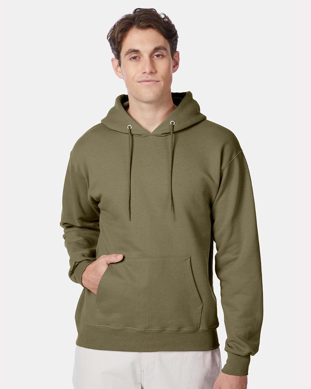 Unisex Ultimate Cotton® Hooded Sweatshirt - OnModelFront - B22200683 - Oregano