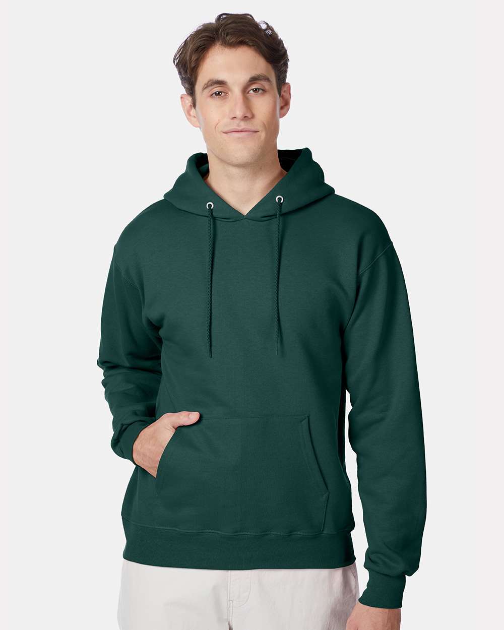 Unisex Ultimate Cotton® Hooded Sweatshirt - OnModelFront - B22200873 - Deep Forest