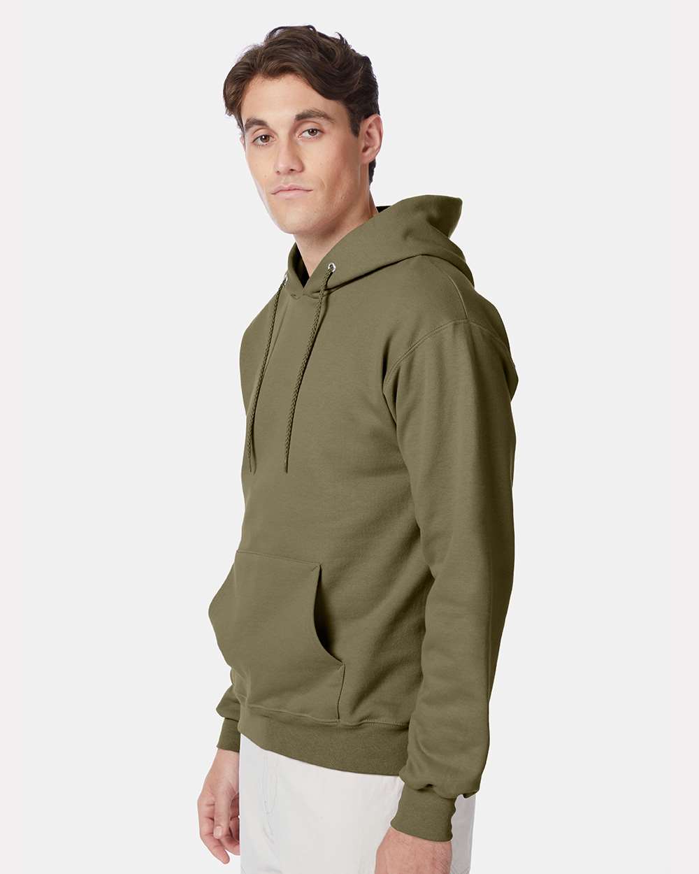 Unisex Ultimate Cotton® Hooded Sweatshirt - OnModelSide - B22200683 - Oregano