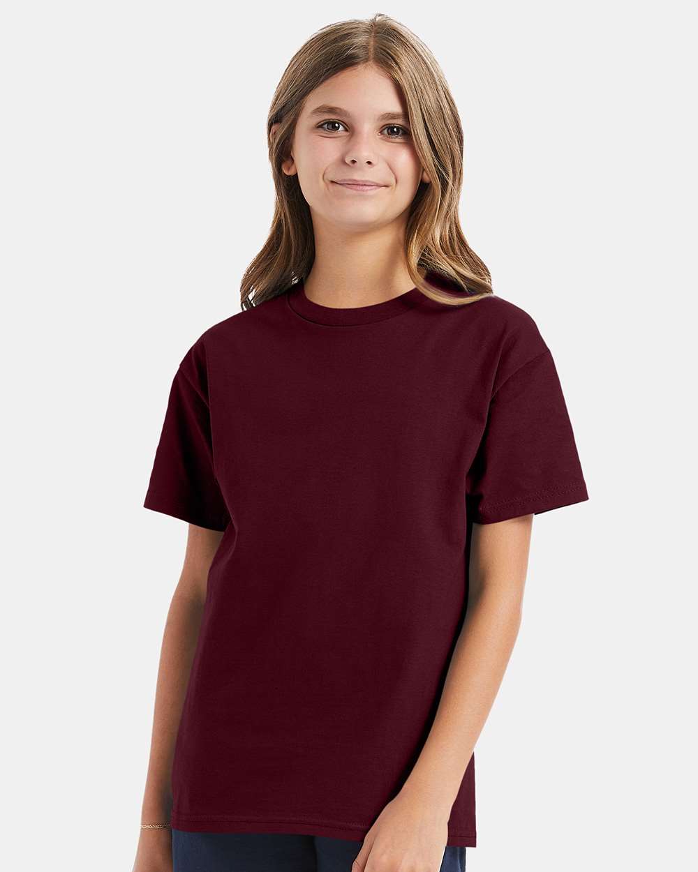 Youth Authentic T-Shirt - OnModelFront - B31600532 - Maroon