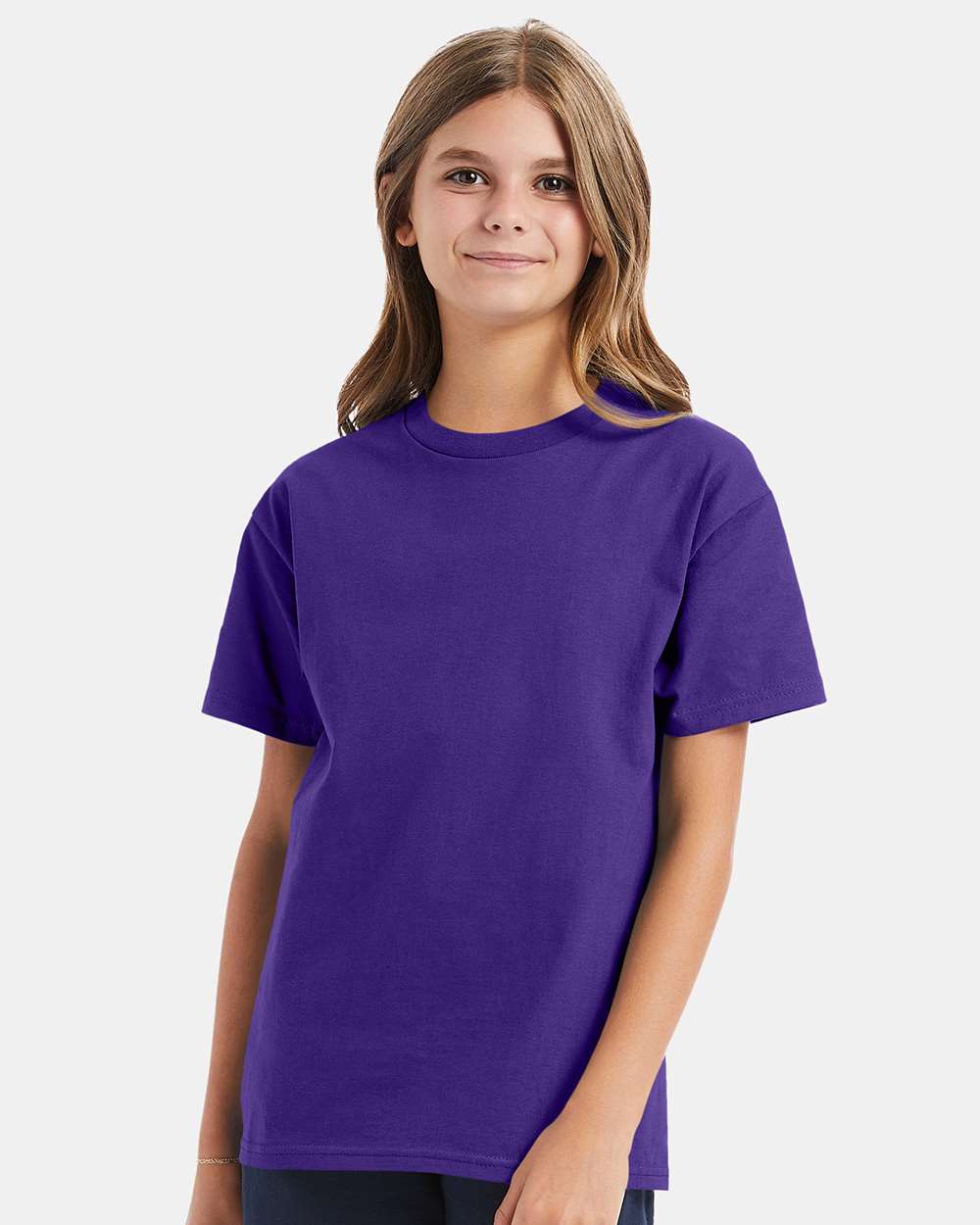 Youth Authentic T-Shirt - OnModelFront - B31600673 - Purple