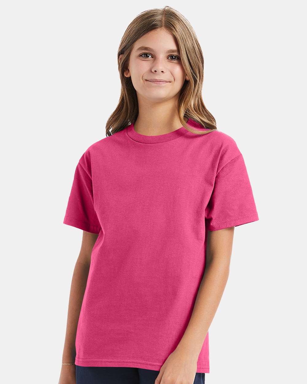 Youth Authentic T-Shirt - OnModelFront - B31600693 - Wow Pink