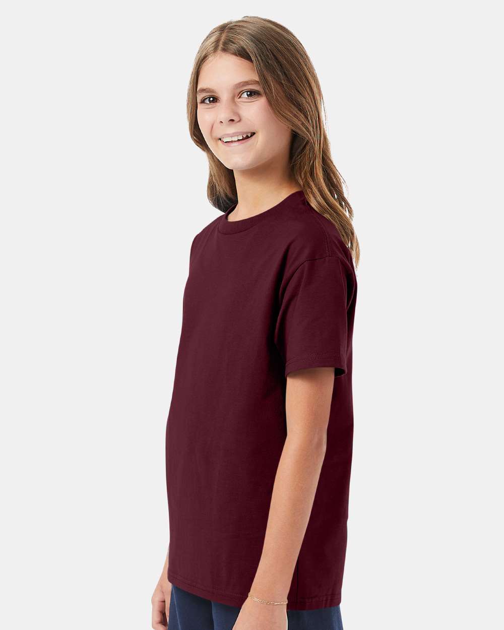 Youth Authentic T-Shirt - OnModelSide - B31600532 - Maroon