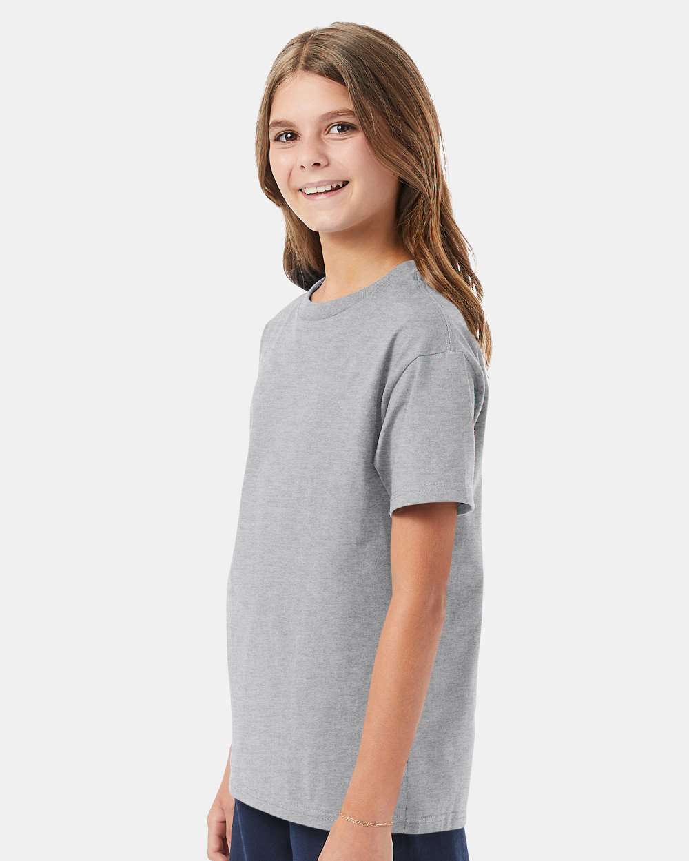 Youth Authentic T-Shirt - OnModelSide - B31600582 - Light Steel