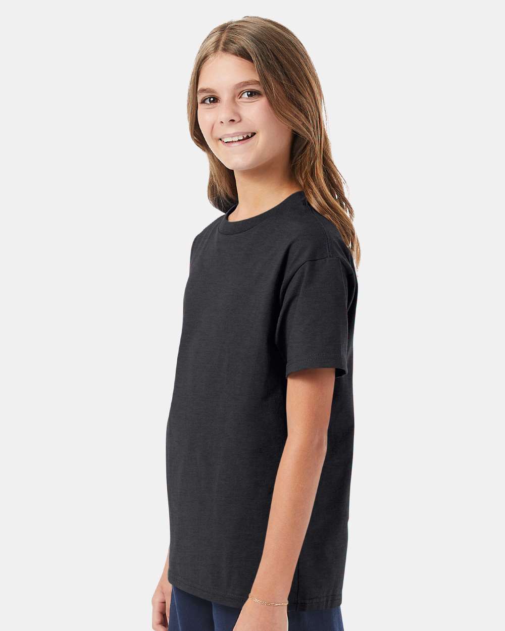 Youth Authentic T-Shirt - OnModelSide - B31600592 - Charcoal Heather