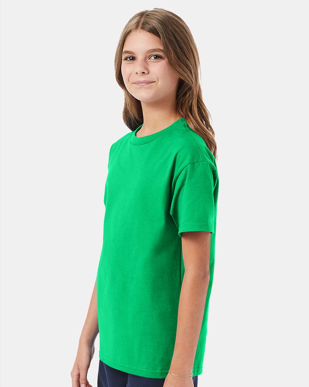 Youth Authentic T-Shirt - OnModelSide - B31600602 - Kelly Green