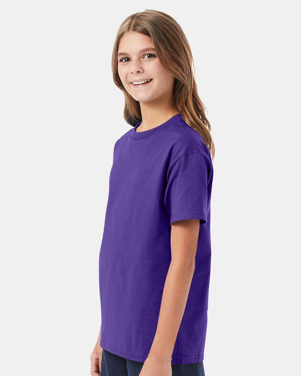 Youth Authentic T-Shirt - OnModelSide - B31600673 - Purple