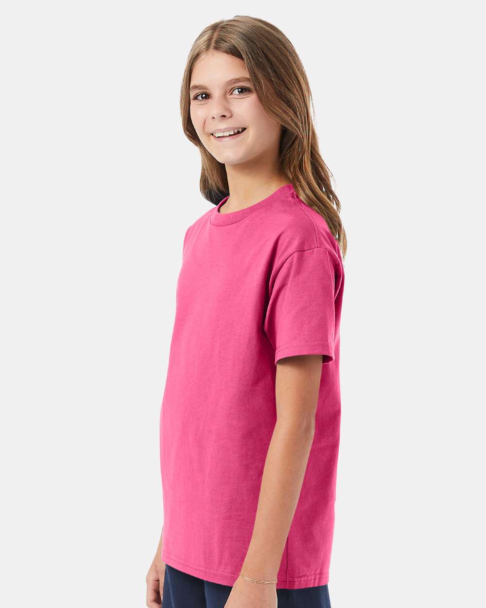 Youth Authentic T-Shirt - OnModelSide - B31600693 - Wow Pink