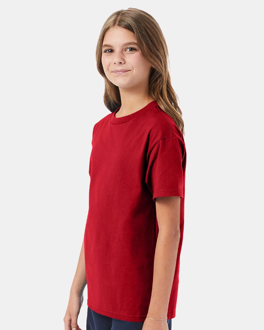 Youth Authentic T-Shirt - OnModelSide - B31600702 - Deep Red