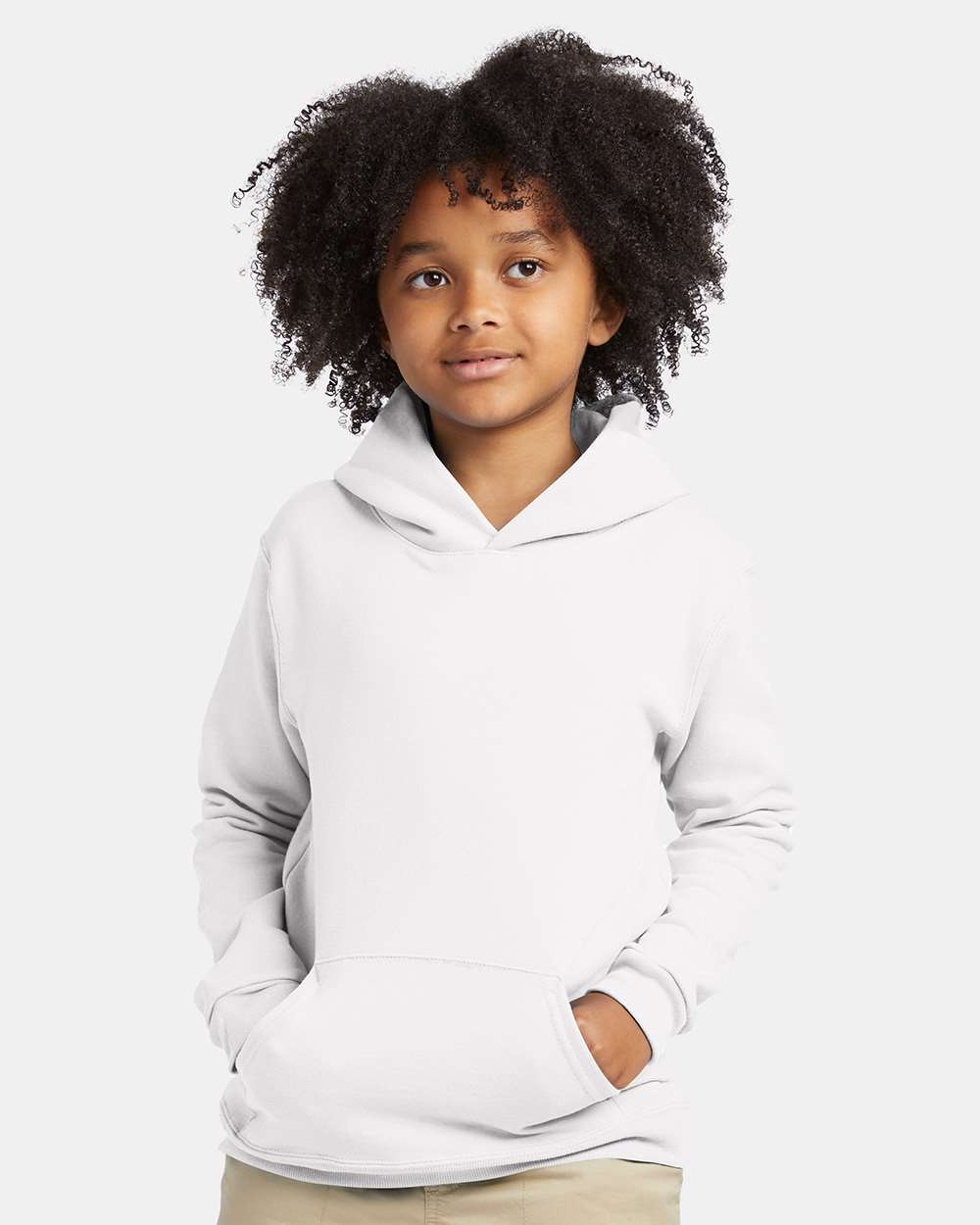 Youth Ecosmart® Hooded Sweatshirt - OnModelFront - B32000002 - White