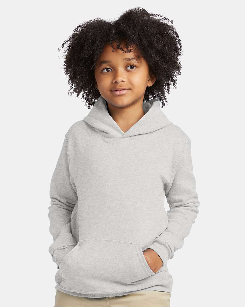 Youth Ecosmart® Hooded Sweatshirt - OnModelFront - B32000022 - Ash