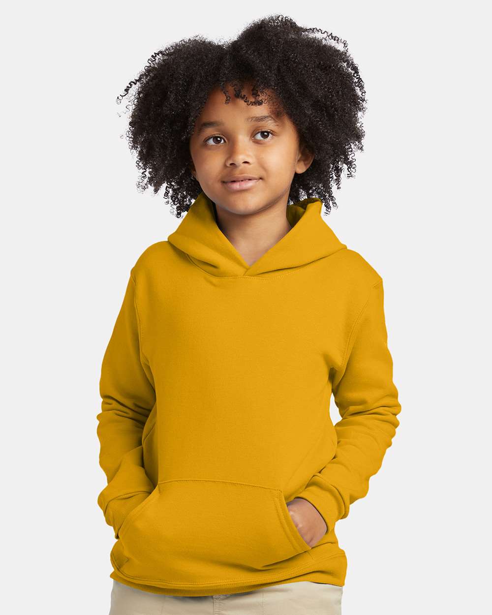 Youth Ecosmart® Hooded Sweatshirt - OnModelFront - B32000122 - Gold