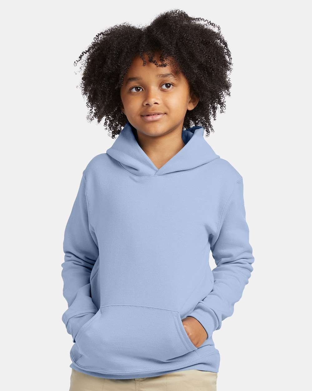Youth Ecosmart® Hooded Sweatshirt - OnModelFront - B32000252 - Light Blue