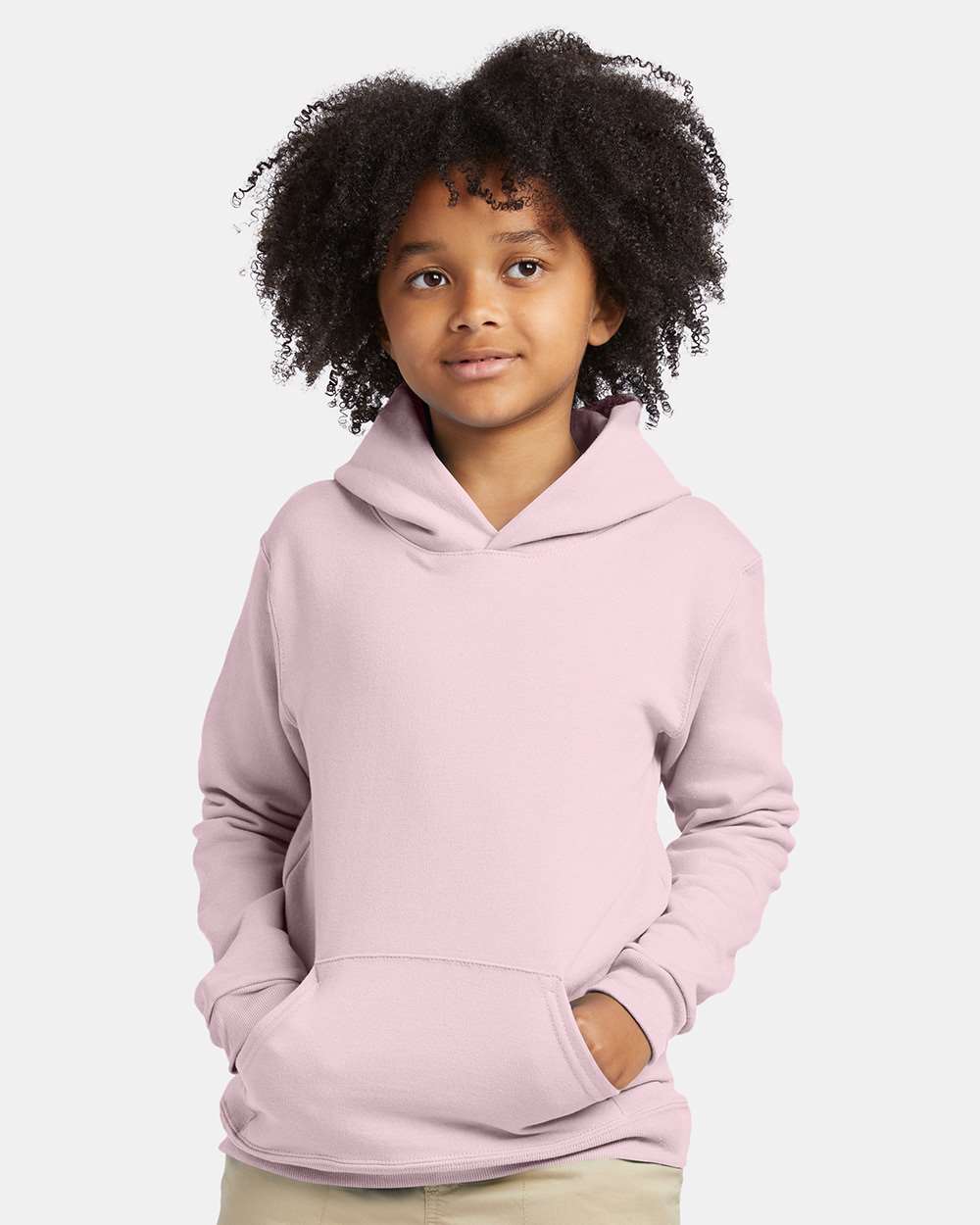 Youth Ecosmart® Hooded Sweatshirt - OnModelFront - B32000312 - Pale Pink