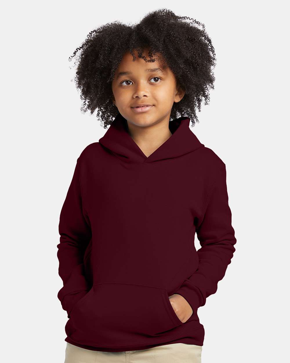 Youth Ecosmart® Hooded Sweatshirt - OnModelFront - B32000532 - Maroon