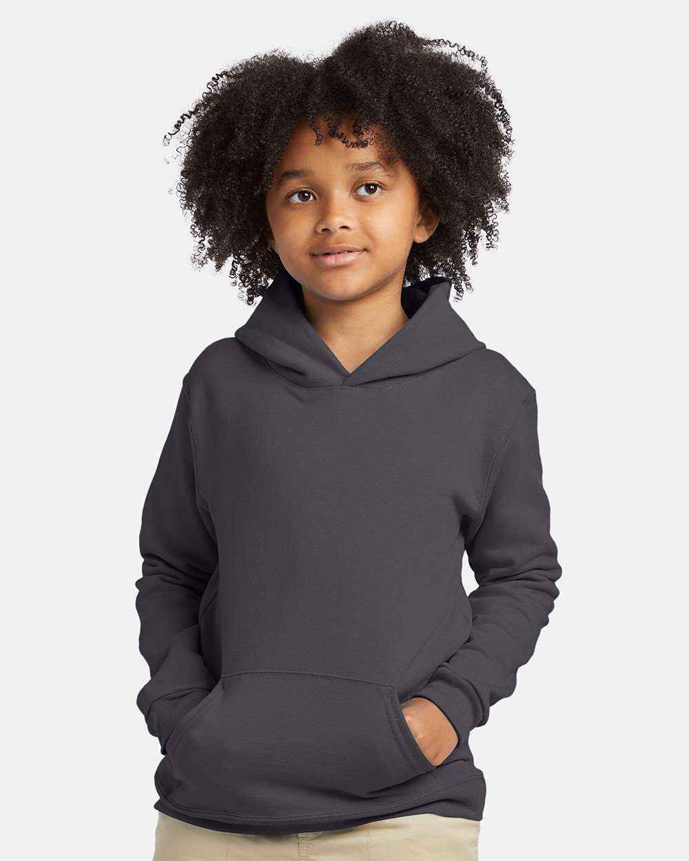 Youth Ecosmart® Hooded Sweatshirt - OnModelFront - B32000572 - Smoke Grey