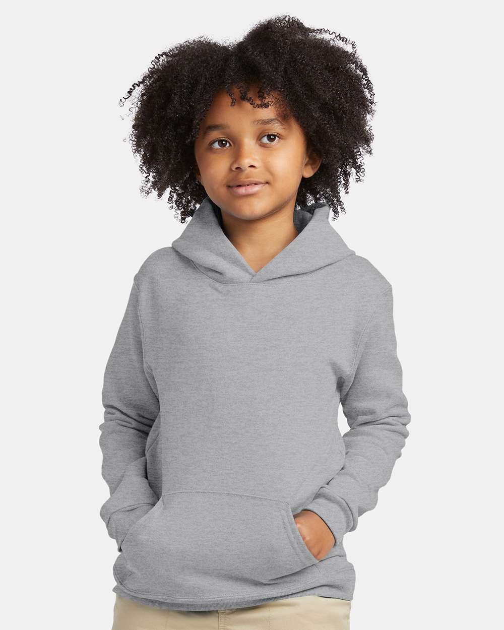 Youth Ecosmart® Hooded Sweatshirt - OnModelFront - B32000582 - Light Steel