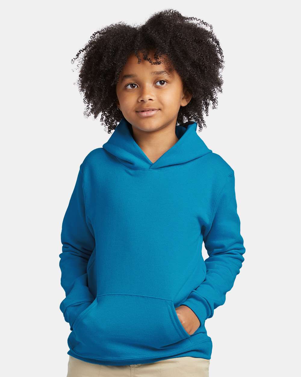 Youth Ecosmart® Hooded Sweatshirt - OnModelFront - B32000762 - Teal