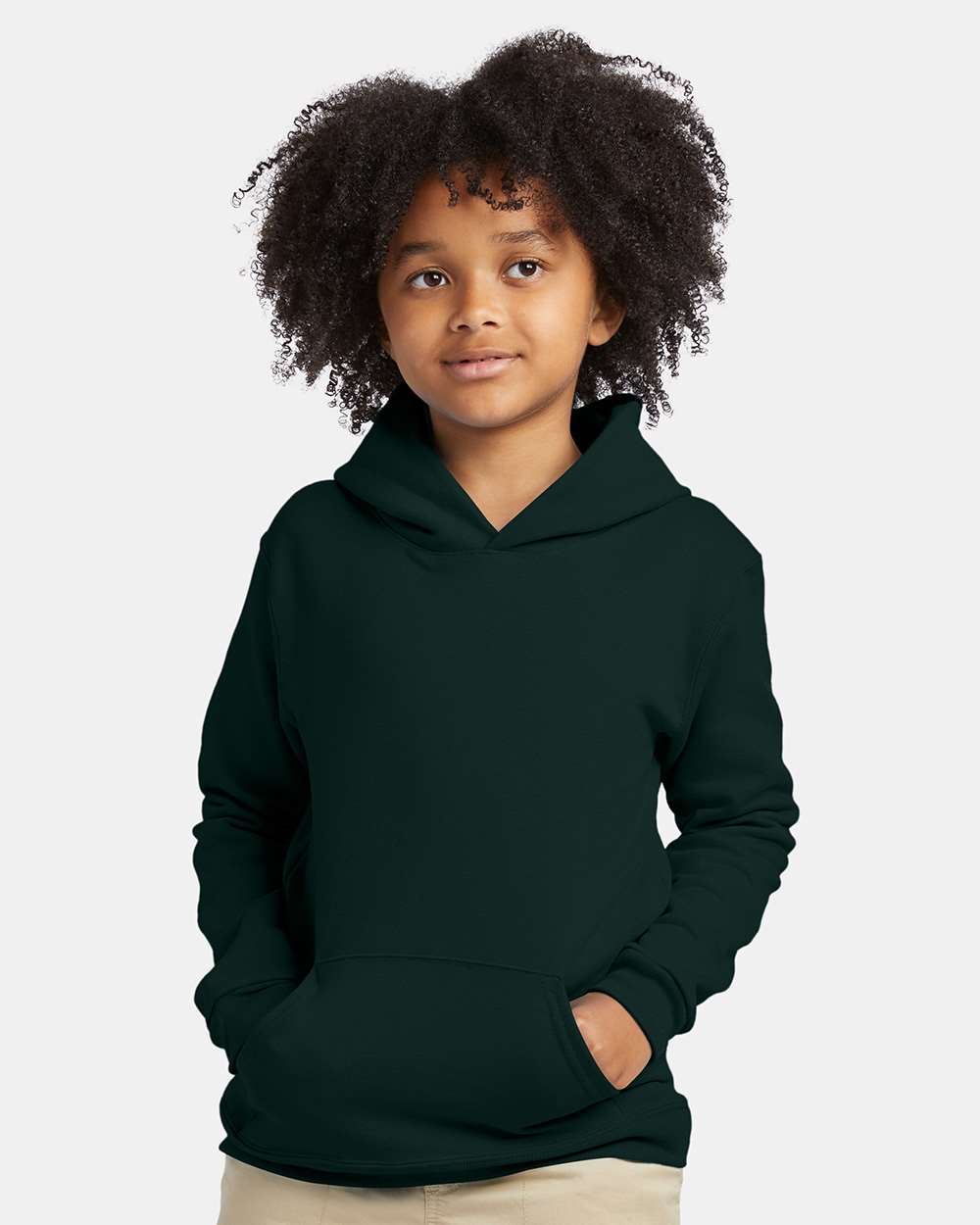 Youth Ecosmart® Hooded Sweatshirt - OnModelFront - B32000872 - Deep Forest