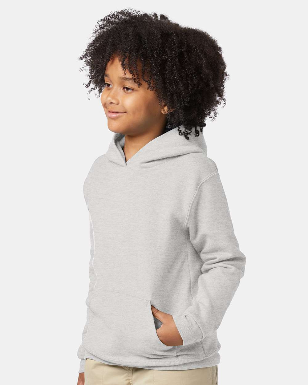Youth Ecosmart® Hooded Sweatshirt - OnModelSide - B32000022 - Ash
