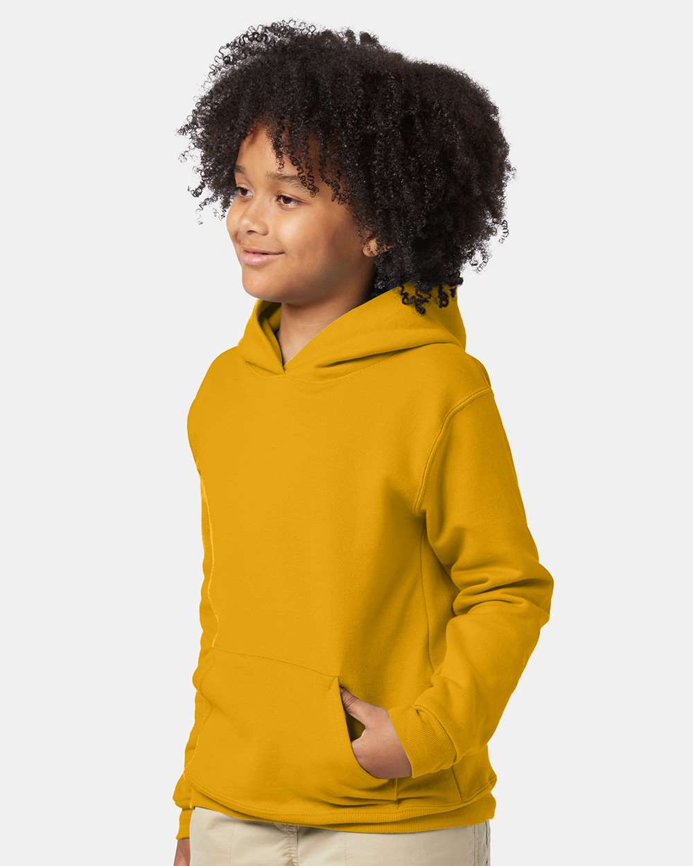 Youth Ecosmart® Hooded Sweatshirt - OnModelSide - B32000122 - Gold
