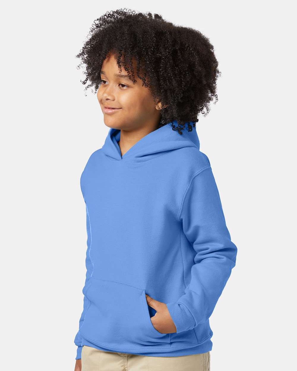 Youth Ecosmart® Hooded Sweatshirt - OnModelSide - B32000272 - Carolina Blue