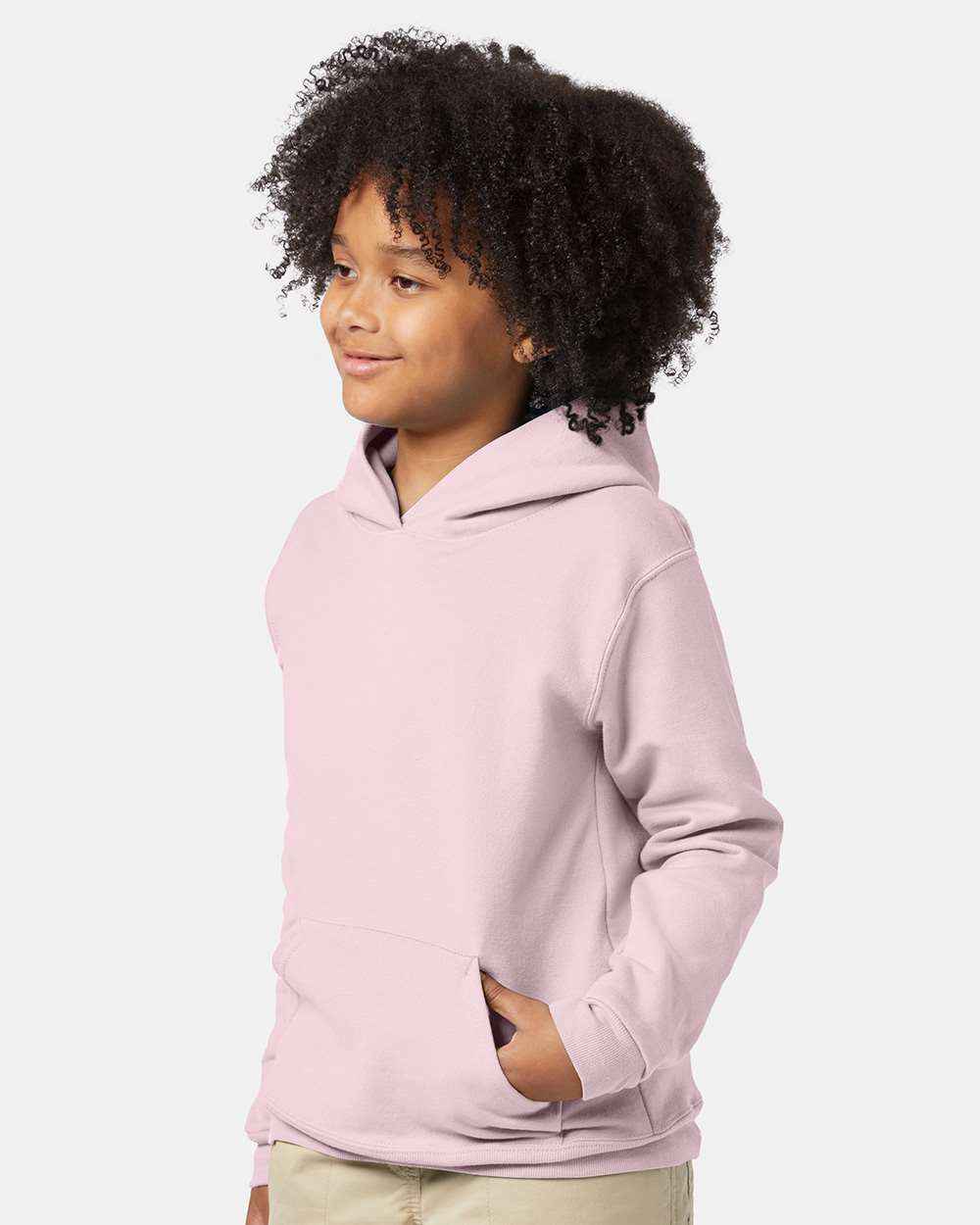 Youth Ecosmart® Hooded Sweatshirt - OnModelSide - B32000312 - Pale Pink