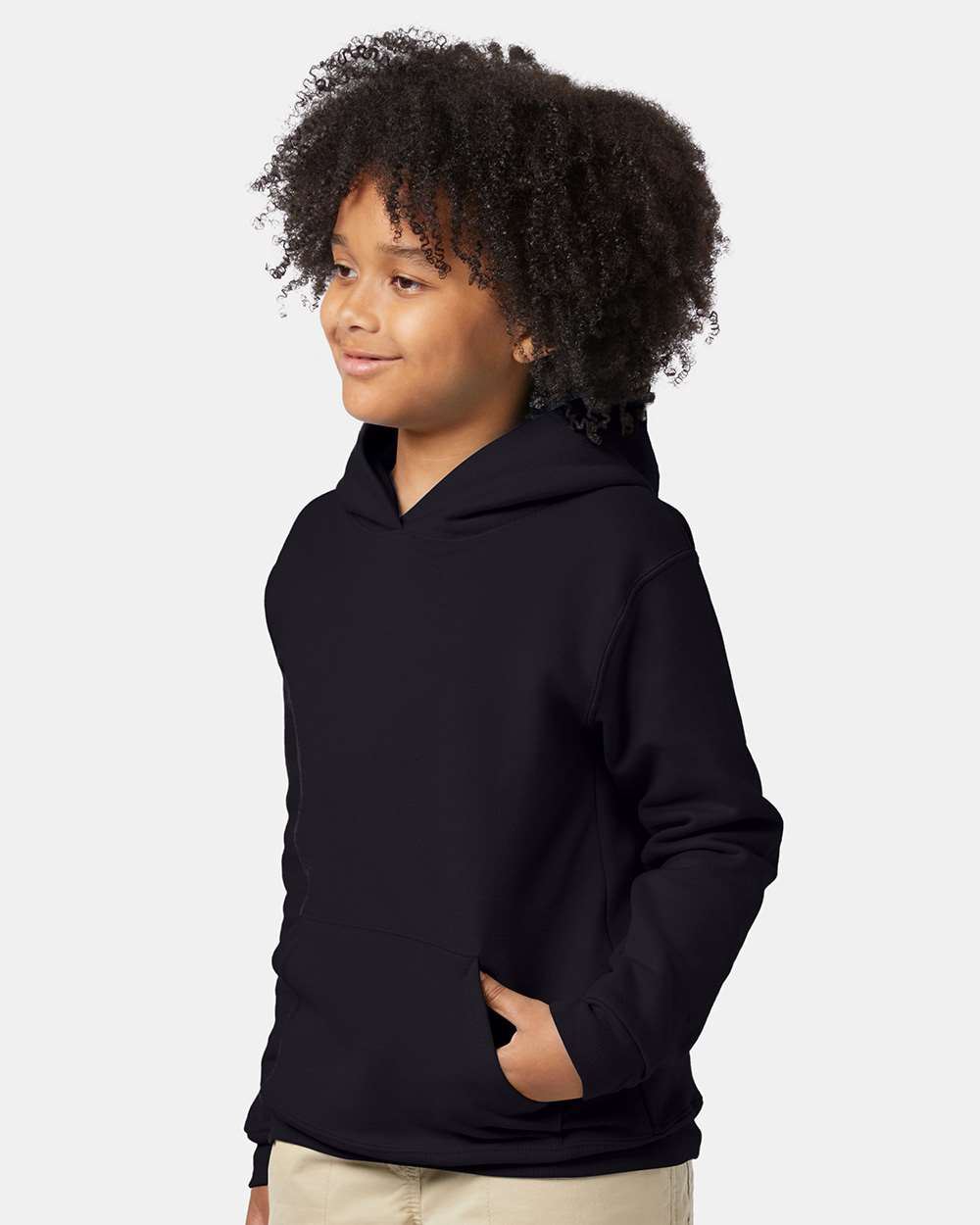 Youth Ecosmart® Hooded Sweatshirt - OnModelSide - B32000502 - Black