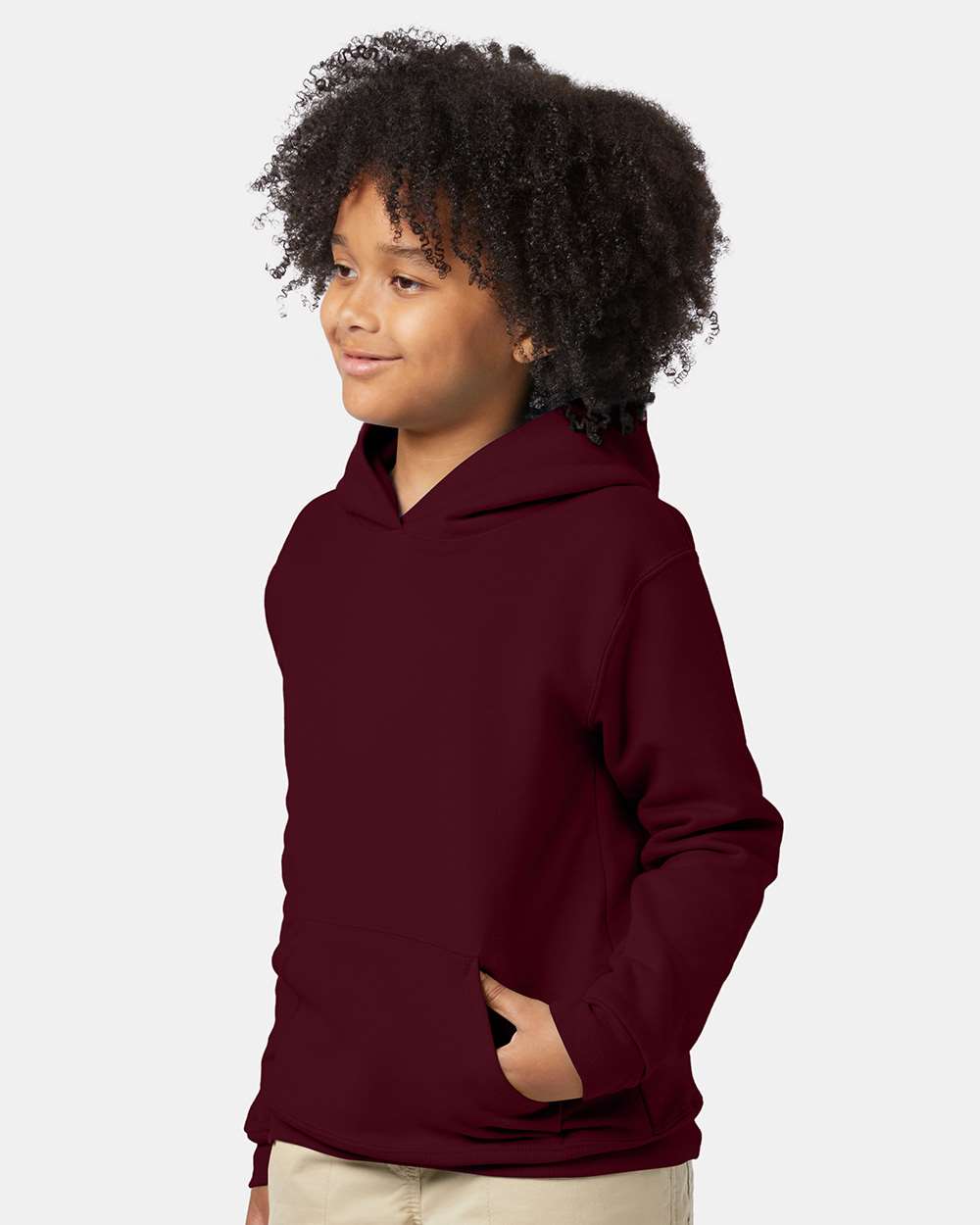 Youth Ecosmart® Hooded Sweatshirt - OnModelSide - B32000532 - Maroon