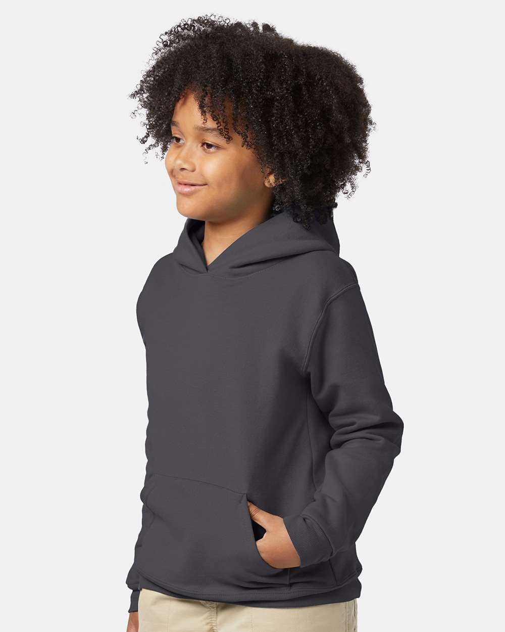 Youth Ecosmart® Hooded Sweatshirt - OnModelSide - B32000572 - Smoke Grey