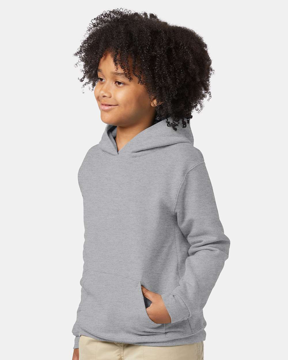 Youth Ecosmart® Hooded Sweatshirt - OnModelSide - B32000582 - Light Steel