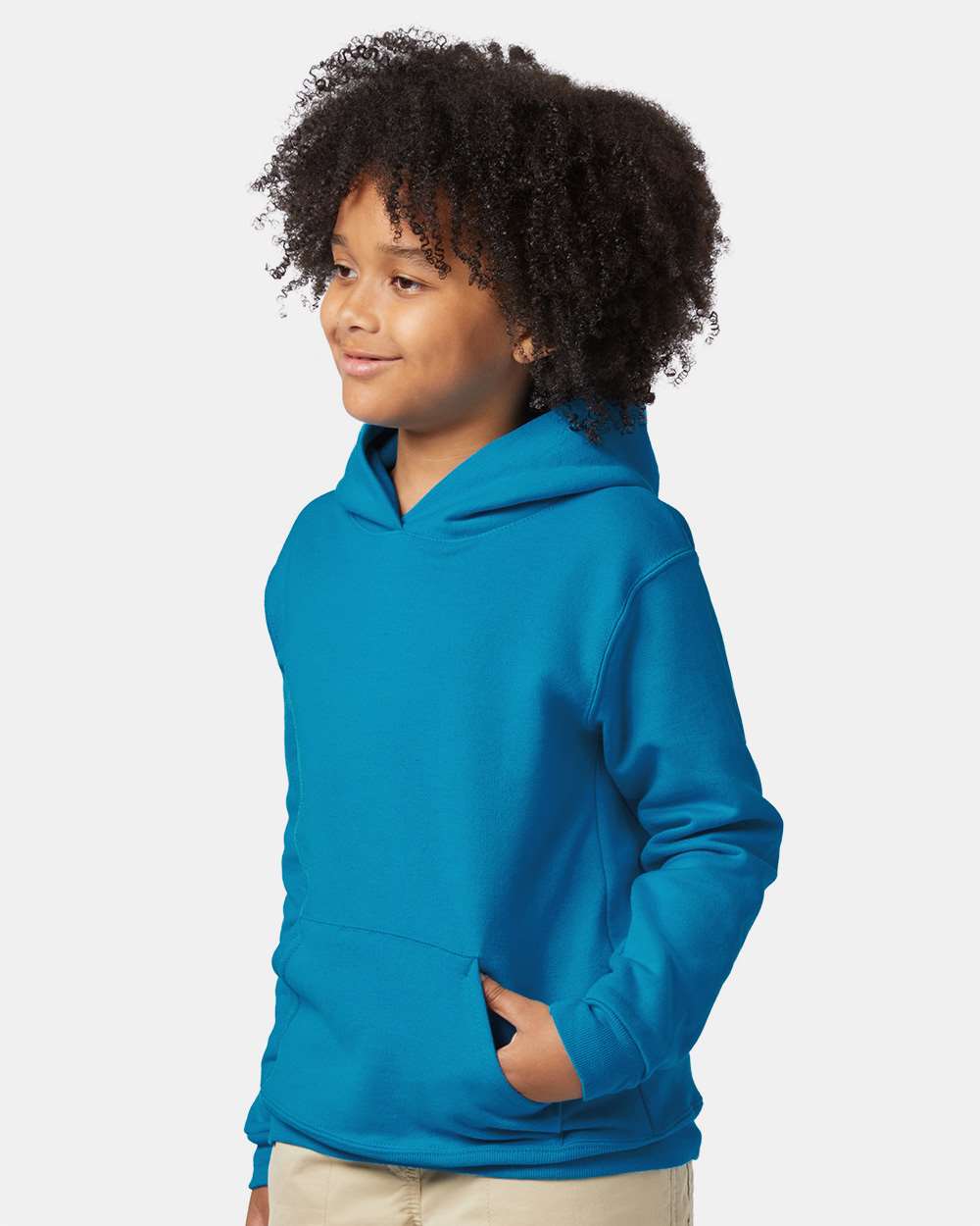Youth Ecosmart® Hooded Sweatshirt - OnModelSide - B32000762 - Teal