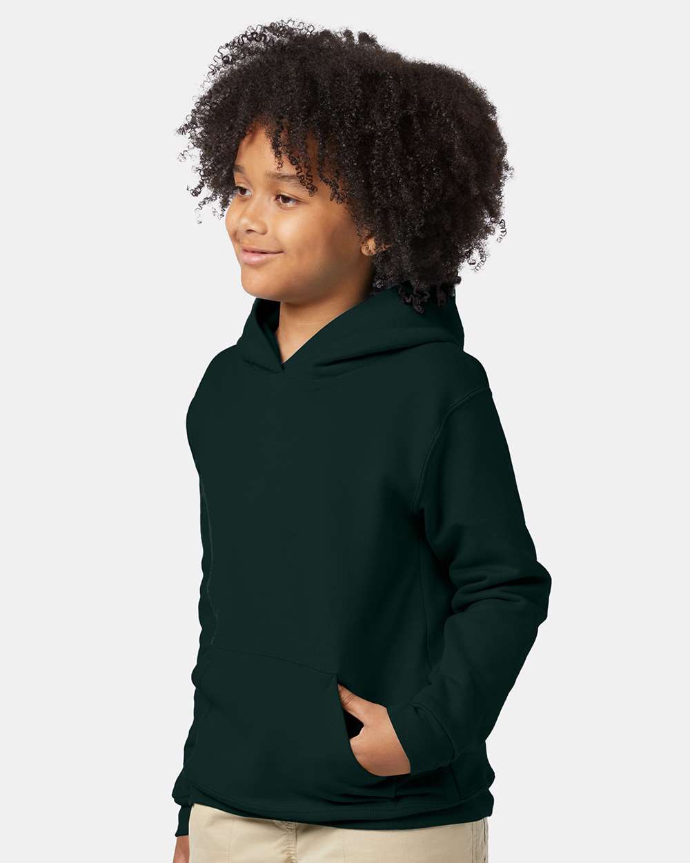 Youth Ecosmart® Hooded Sweatshirt - OnModelSide - B32000872 - Deep Forest