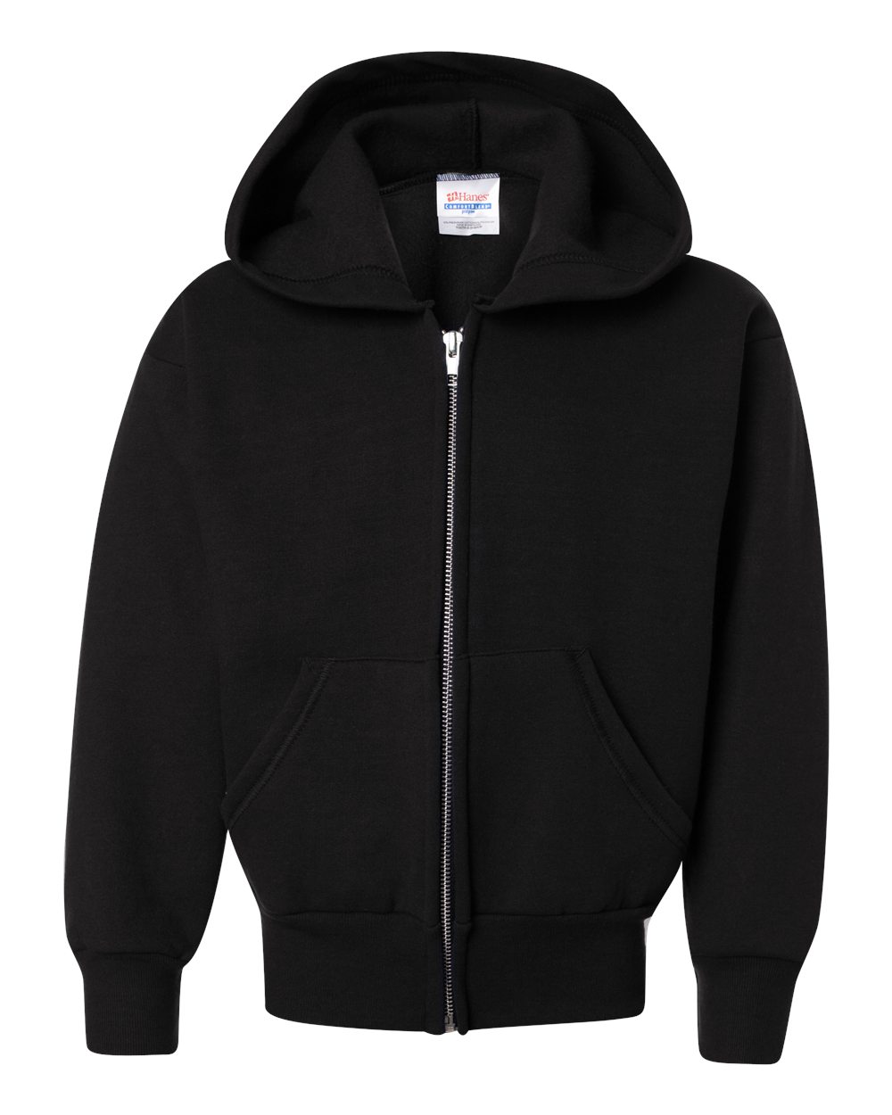 Youth EcoSmart® Full-Zip Hooded Sweatshirt - Front - B32300502 - Black