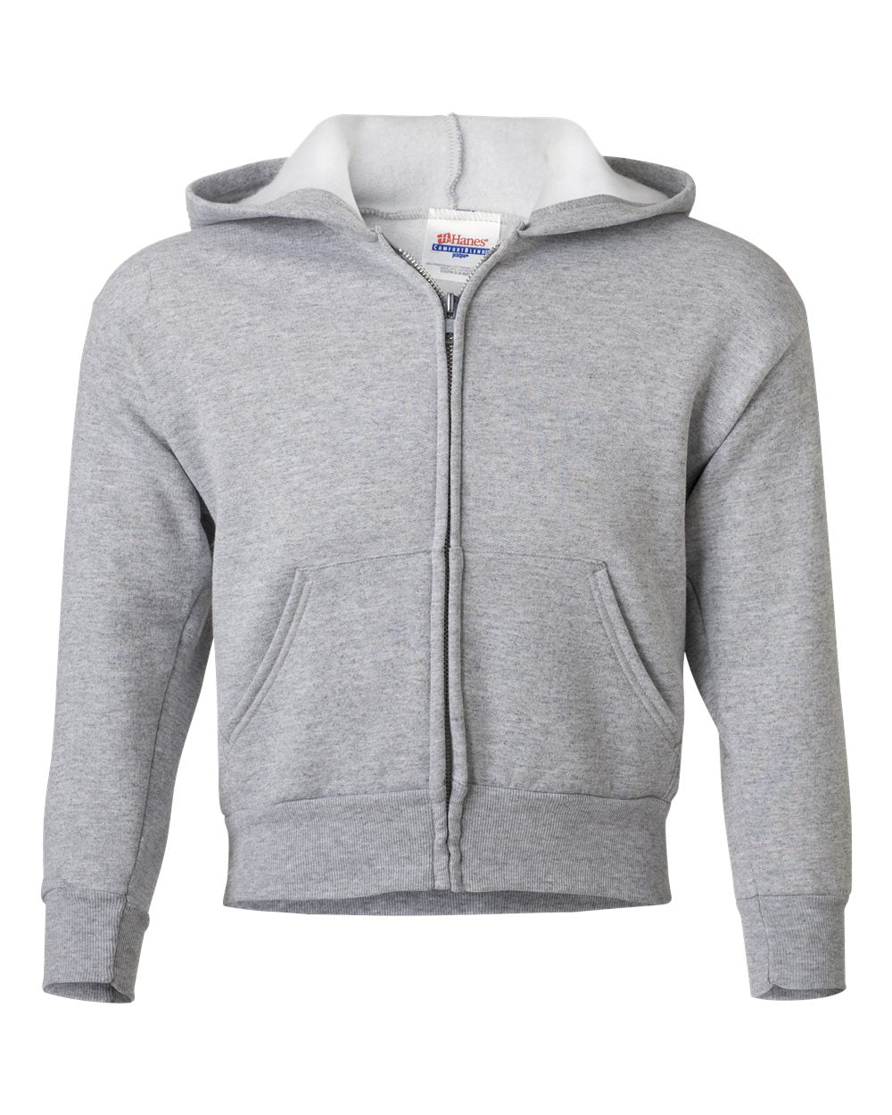 Youth EcoSmart® Full-Zip Hooded Sweatshirt - Front - B32300582 - Light Steel