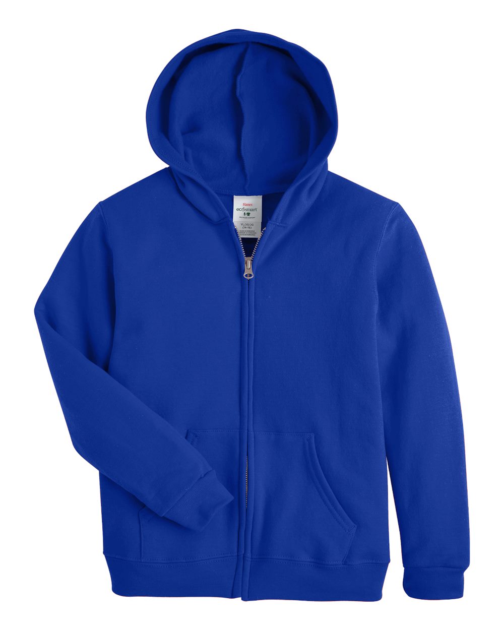 Youth EcoSmart® Full-Zip Hooded Sweatshirt - Front - B32300882 - Deep Royal
