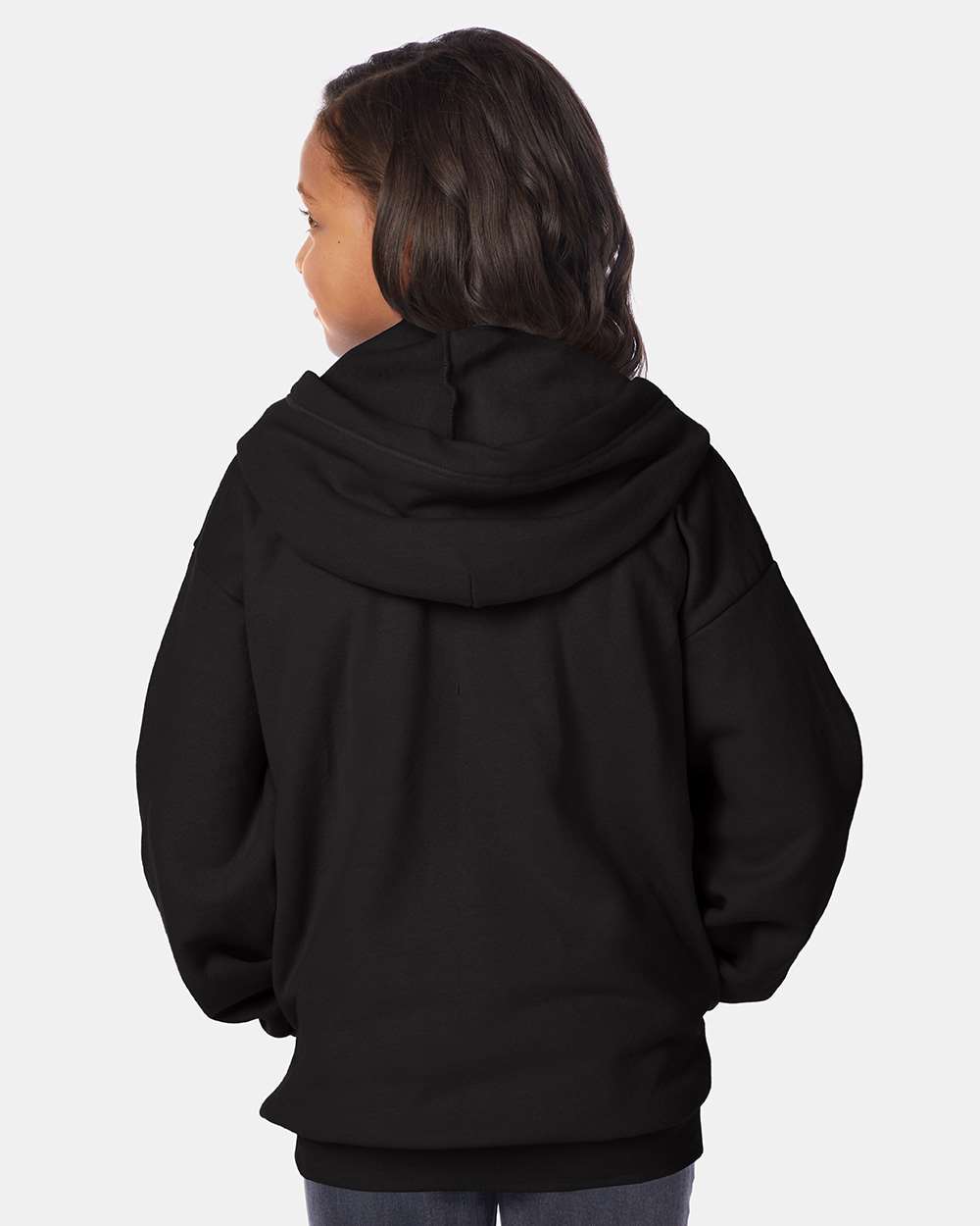 Youth EcoSmart® Full-Zip Hooded Sweatshirt - OnModelBack - B32300502 - Black