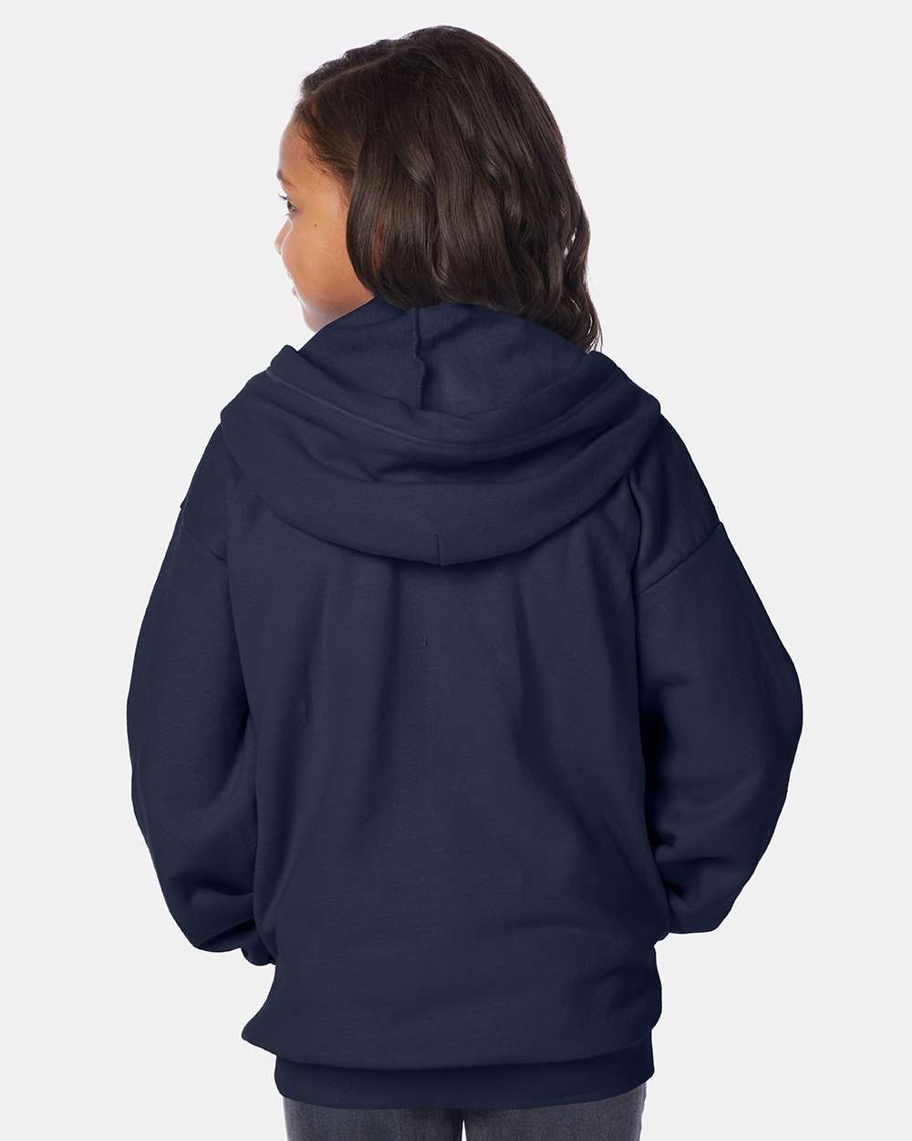 Youth EcoSmart® Full-Zip Hooded Sweatshirt - OnModelBack - B32300652 - Navy