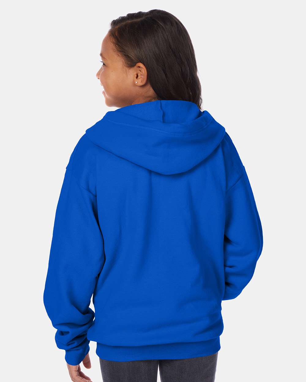 Youth EcoSmart® Full-Zip Hooded Sweatshirt - OnModelBack - B32300882 - Deep Royal
