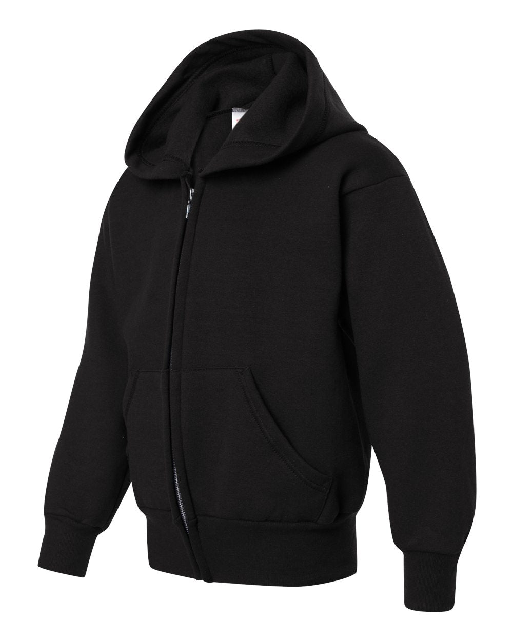 Youth EcoSmart® Full-Zip Hooded Sweatshirt - Side - B32300502 - Black