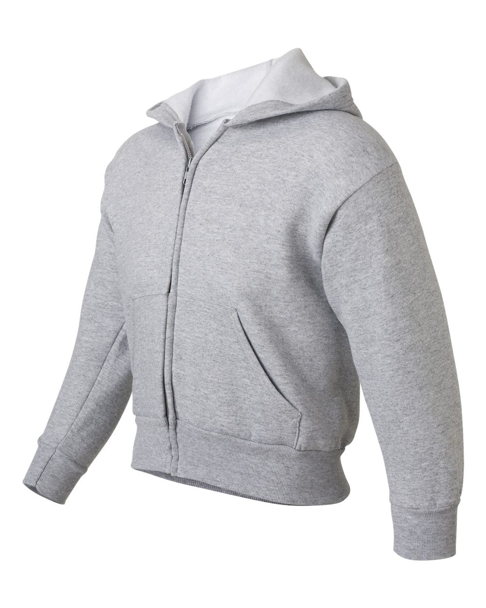 Youth EcoSmart® Full-Zip Hooded Sweatshirt - Side - B32300582 - Light Steel