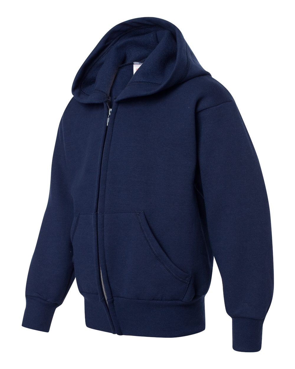 Youth EcoSmart® Full-Zip Hooded Sweatshirt - Side - B32300652 - Navy