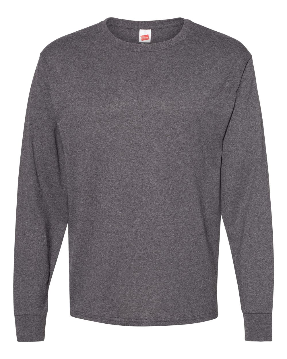 Essential-T Long Sleeve T-Shirt - Front - B04000593 - Charcoal Heather